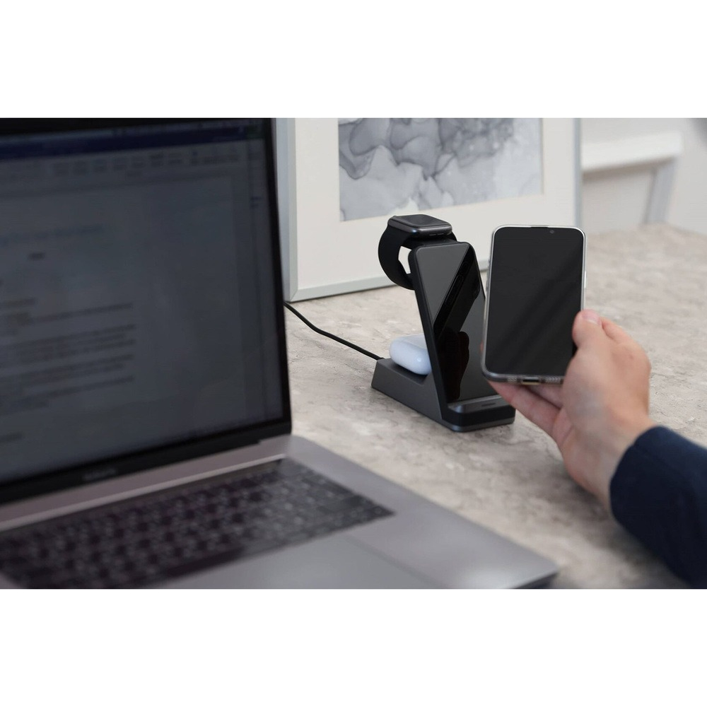 Беспроводное зарядное устройство 3в1 Rocket Stand, цвет: черный